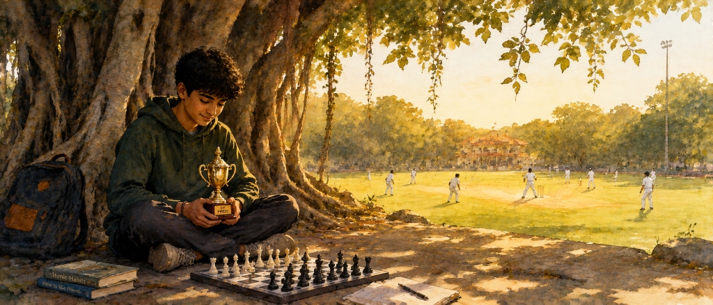 The First Move - Ganesh Tajane First Chess Tournament Victory Watercolor