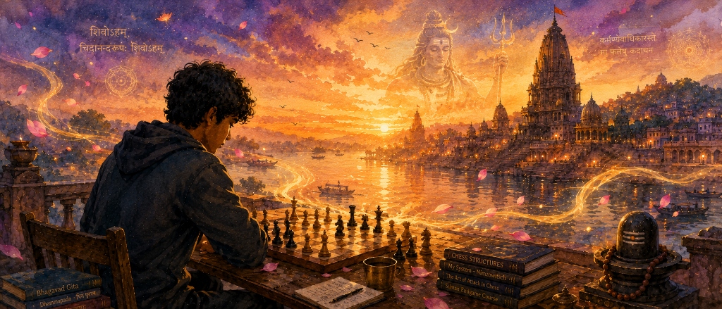 Beyond the Board - Ganesh Tajane Chess & Spiritual Awakening Watercolor