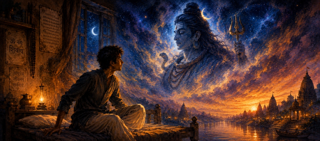 The Dream That Changed Everything - Ganesh Tajane Peaceful Sleep Lord Shiva Ethereal Dream Vision Artwork