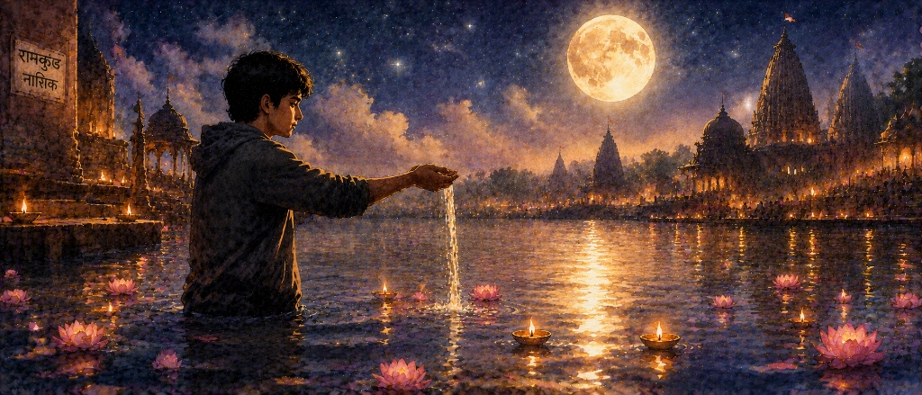 The Vow of 108 Moons - Ganesh Tajane Jala Sankalpa Full Moon Water Offering Ritual Artwork